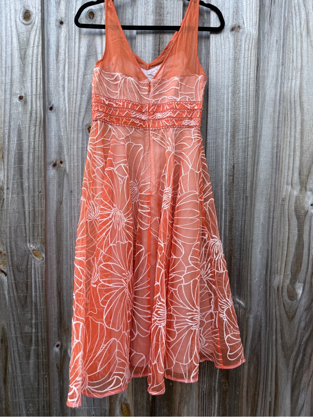 Anthropologie Moulinette Soeurs Calendula Orange Embroidered Organza Dress 4 - Picture 3 of 13